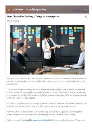 Best CFA Online Training - Things to contemplate