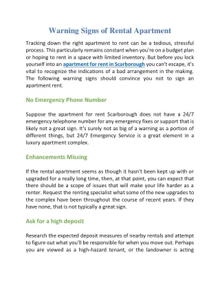 Warning signs of rental apartment
