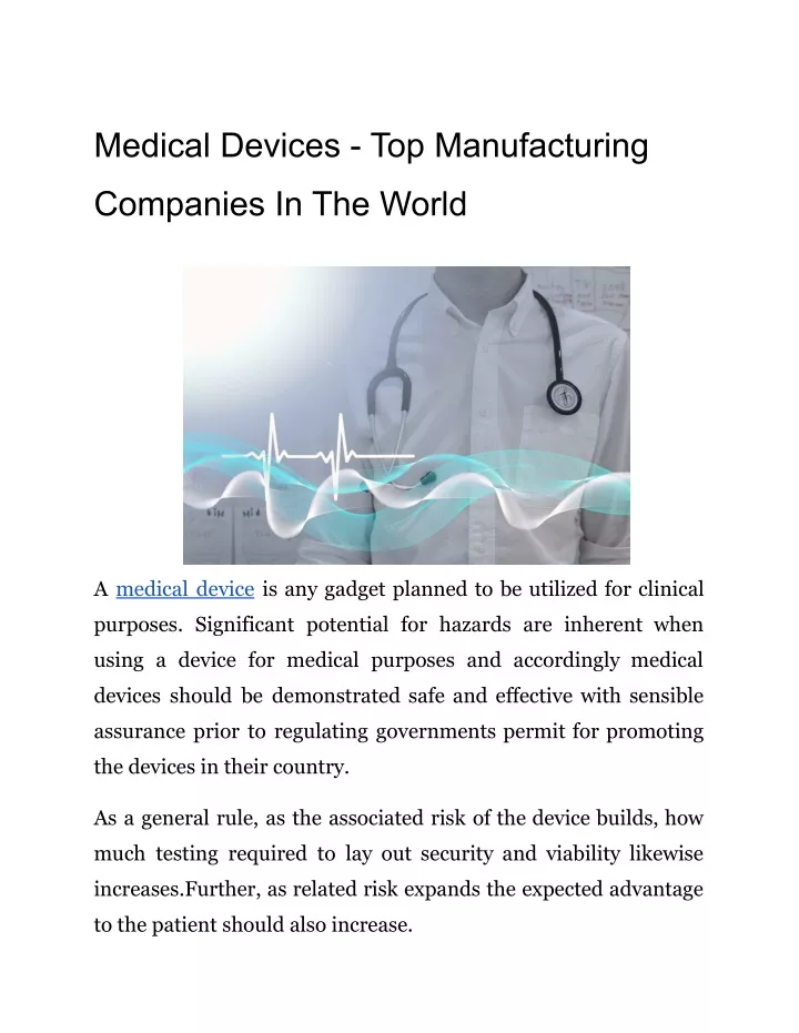 medical devices top manufacturing