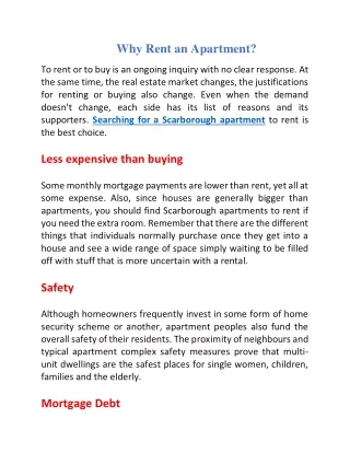 Why rent an apartment