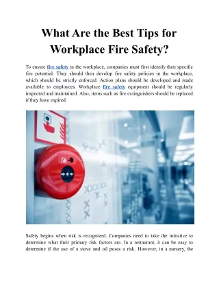What Are the Best Tips for Workplace Fire Safety