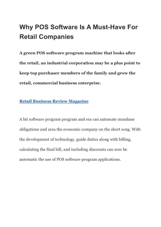 Why POS Software Is A Must-Have For Retail Companies