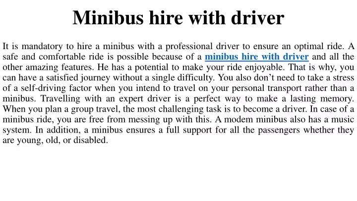 minibus hire with driver