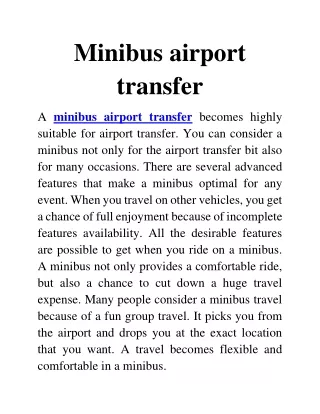 minibus airport transfer