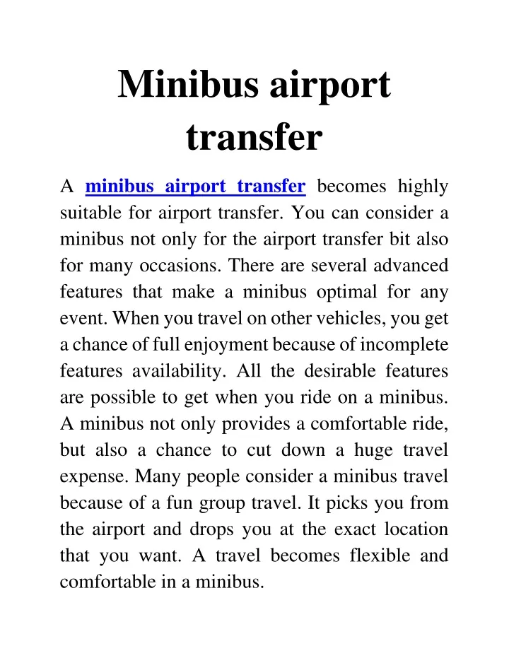 minibus airport transfer