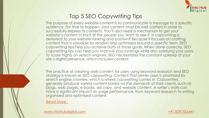 top 5 seo copywriting tips the purpose of every