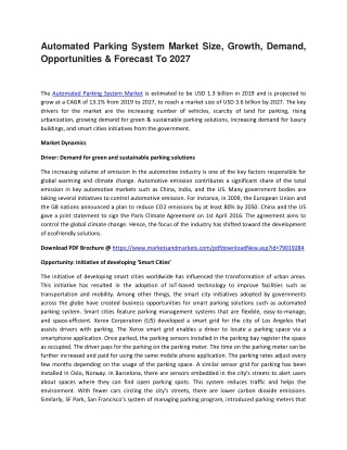 automated parking system market size growth