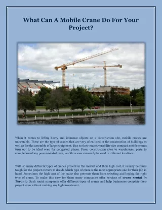 what can a mobile crane do for your project