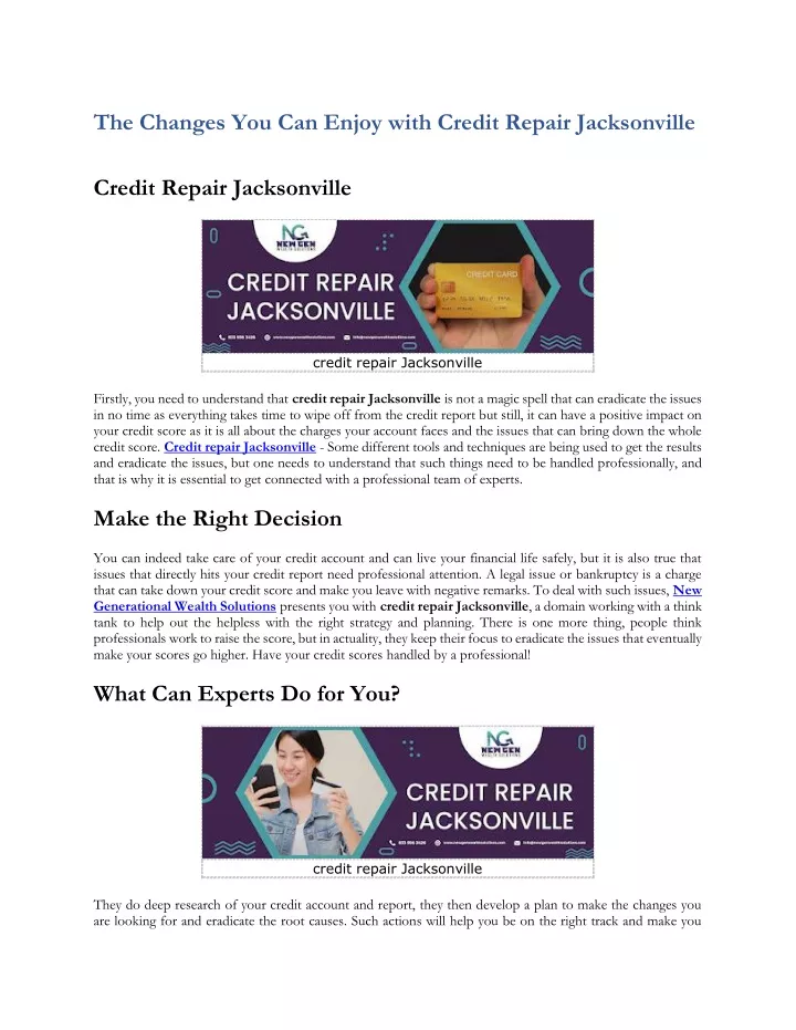 the changes you can enjoy with credit repair
