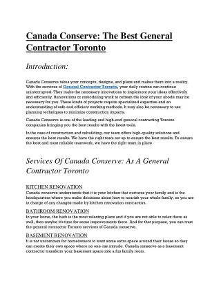 canada conserve the best general contractor