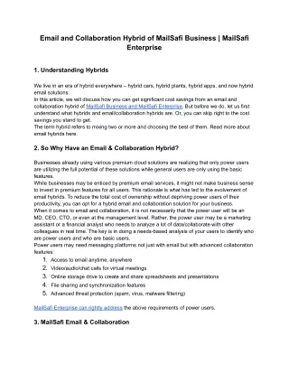 Email and Collaboration Hybrid of MailSafi Business _ MailSafi Enterprise