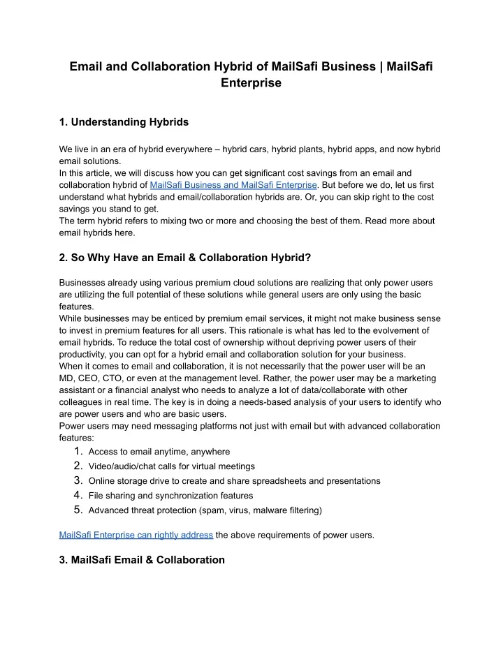 email and collaboration hybrid of mailsafi