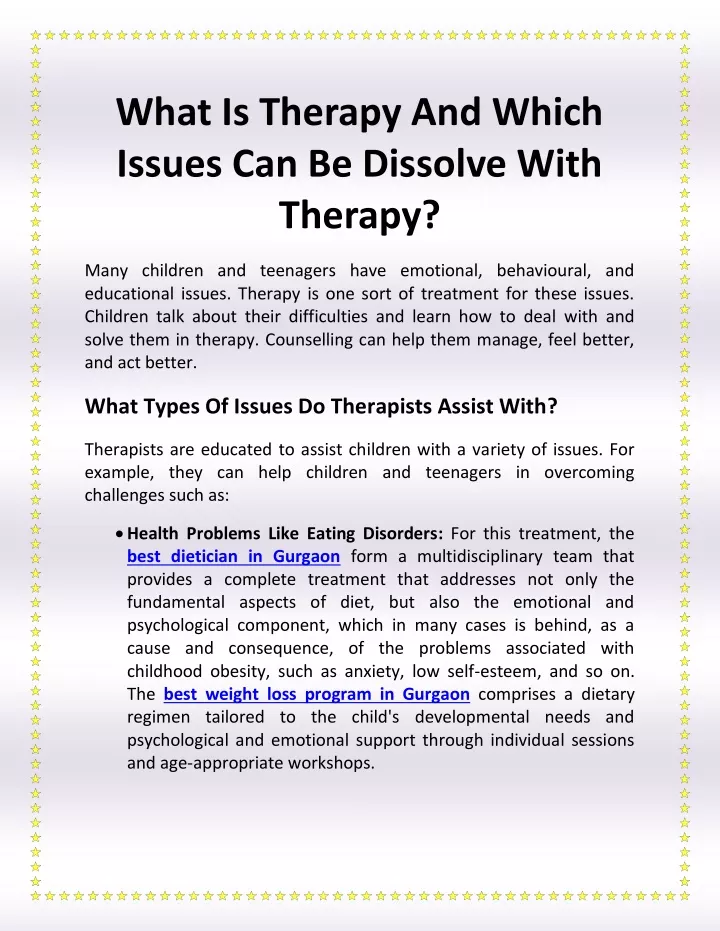 what is therapy and which issues can be dissolve