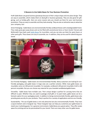 5 Reasons to Use Gable Boxes for Your Business Promotion