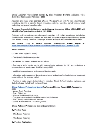 global aptamer professional market by size