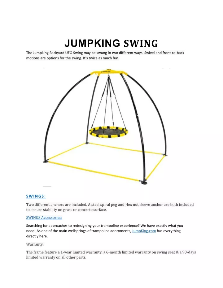 jumpking swing the jumpking backyard ufo swing