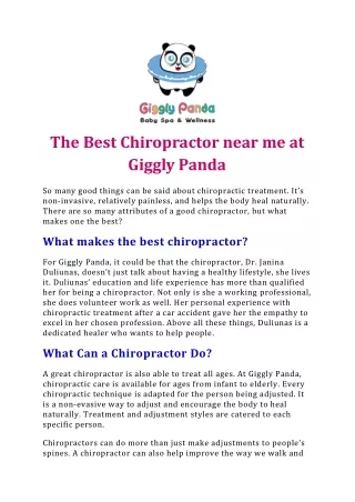 The Best Chiropractor near me at Giggly Panda
