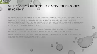 step by step solutions to resolve quickbooks error 941