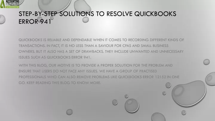 step by step solutions to resolve quickbooks error 941