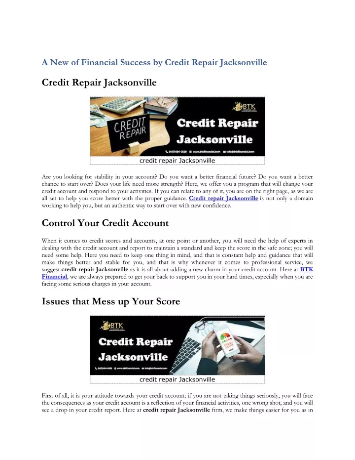 a new of financial success by credit repair