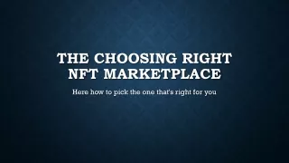 The Choosing Right Marketplace