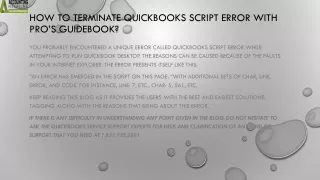 how to terminate quickbooks script error with pro s guidebook