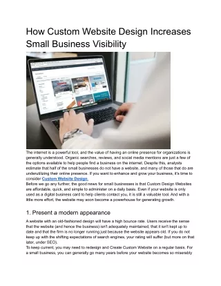 How Custom Website Design Increases Visibility for Small Business
