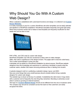 Why choose a custom web design