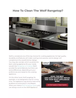 How To Clean The Wolf Rangetop