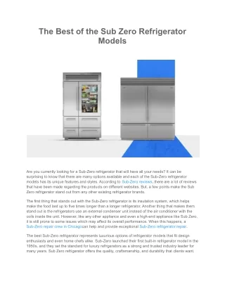 The Best of the Sub Zero Refrigerator Models