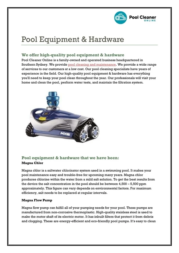 Pool Equipment & Hardware