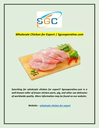 Wholesale Chicken for Export | Sgcooperative.com