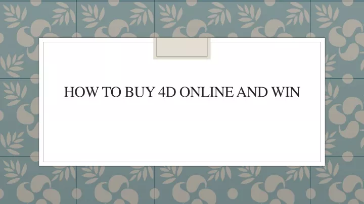 how to buy 4d online and win