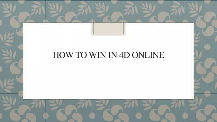 how to win in 4d online