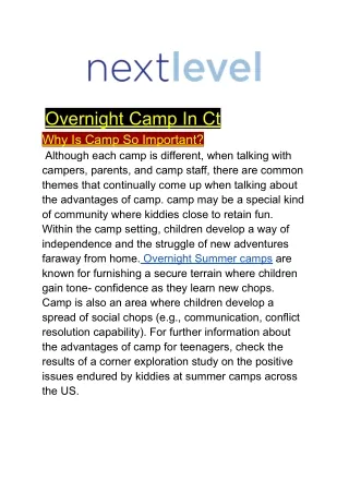 overnight camp in ct why is camp so important