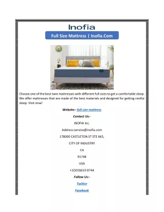 full size mattress inofia com