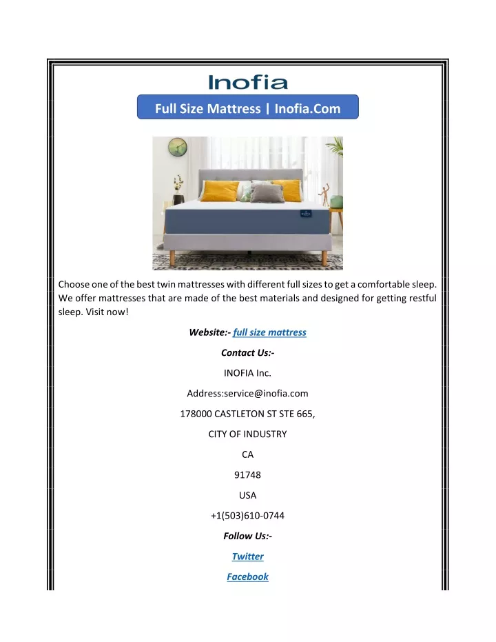 full size mattress inofia com