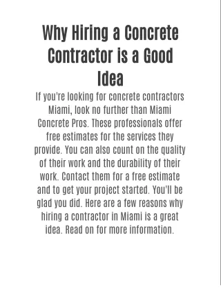 Why Hiring a Concrete Contractor is a Good Idea