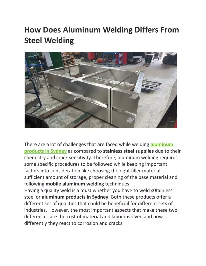 how does aluminum welding differs from steel