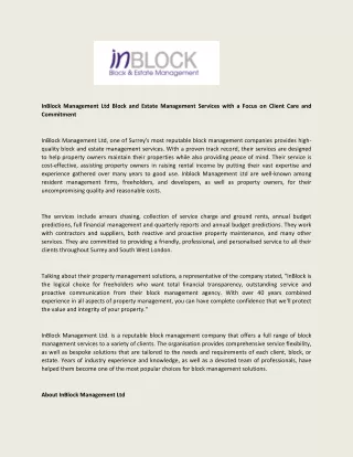 inblock management ltd block and estate