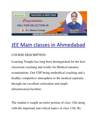 JEE Main classes in Ahmedabad