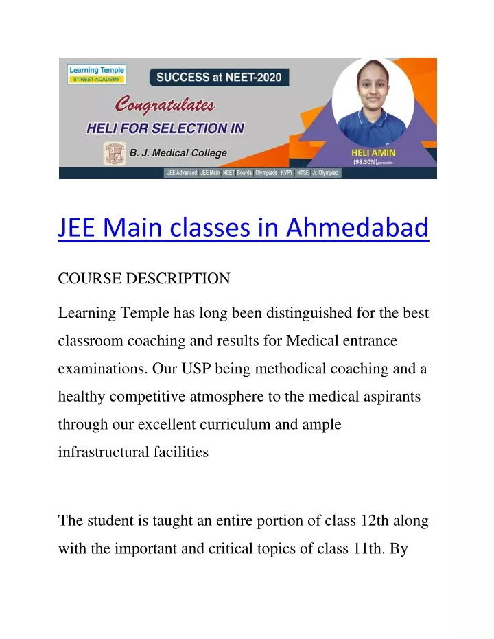 jee main classes in ahmedabad