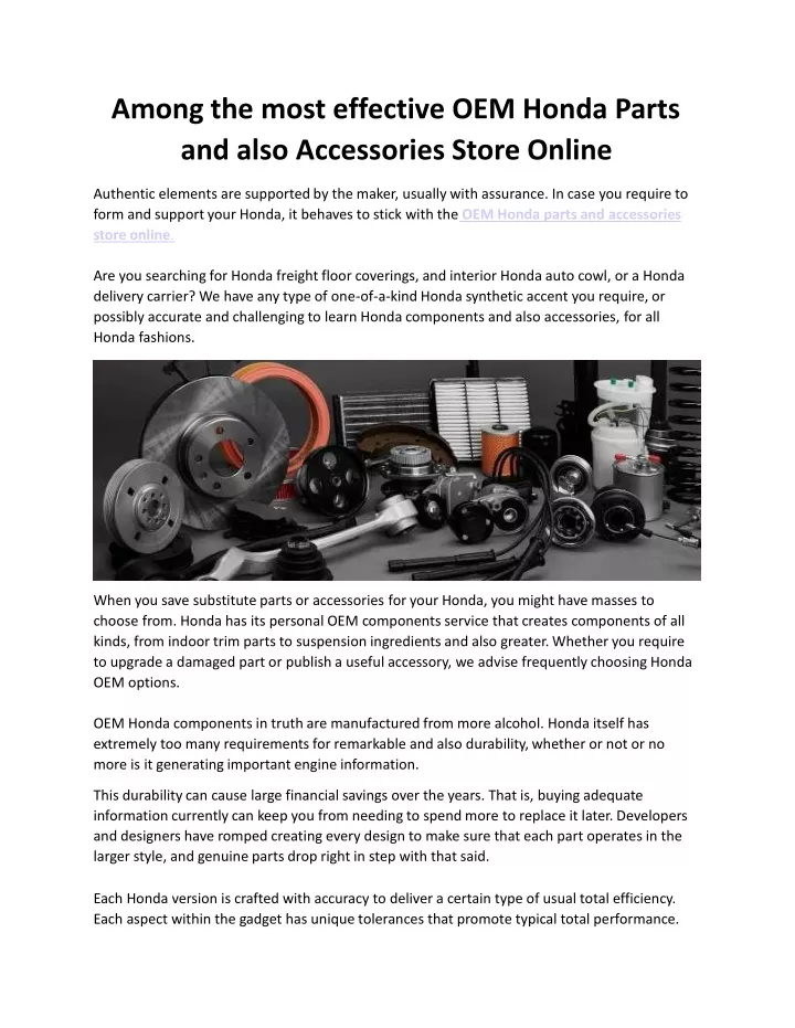 among the most effective oem honda parts and also accessories store online