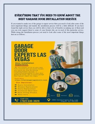 Everything that you need to know about the best garage door installation service