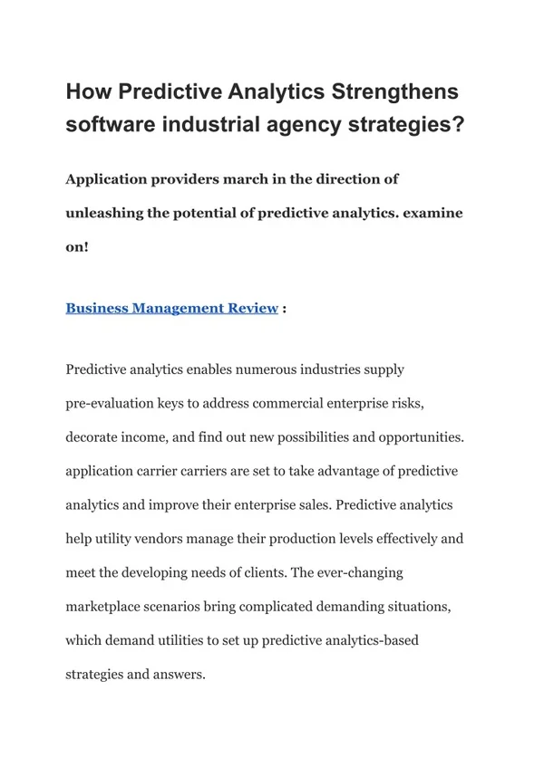 How Predictive Analytics Strengthens software industrial agency strategies