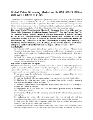 global video streaming market worth