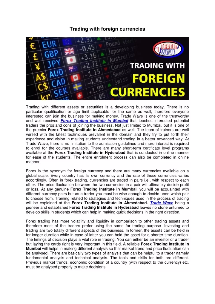 trading with foreign currencies