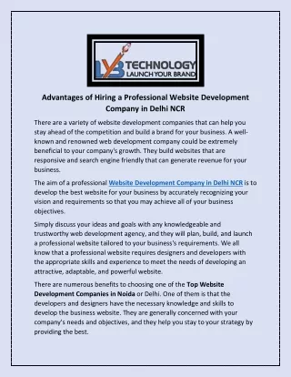 Advantages of Hiring a Professional Website Development Company in Delhi NCR