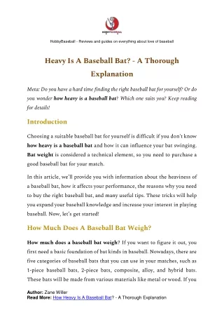 How Heavy Is A Baseball Bat