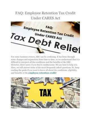 FAQ_ Employee Retention Tax Credit Under CARES Act